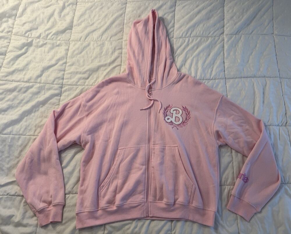 Barbie Malibu Club Full Zip Hoddie Pink Women's XL Y2K Coquette Girly Lounge